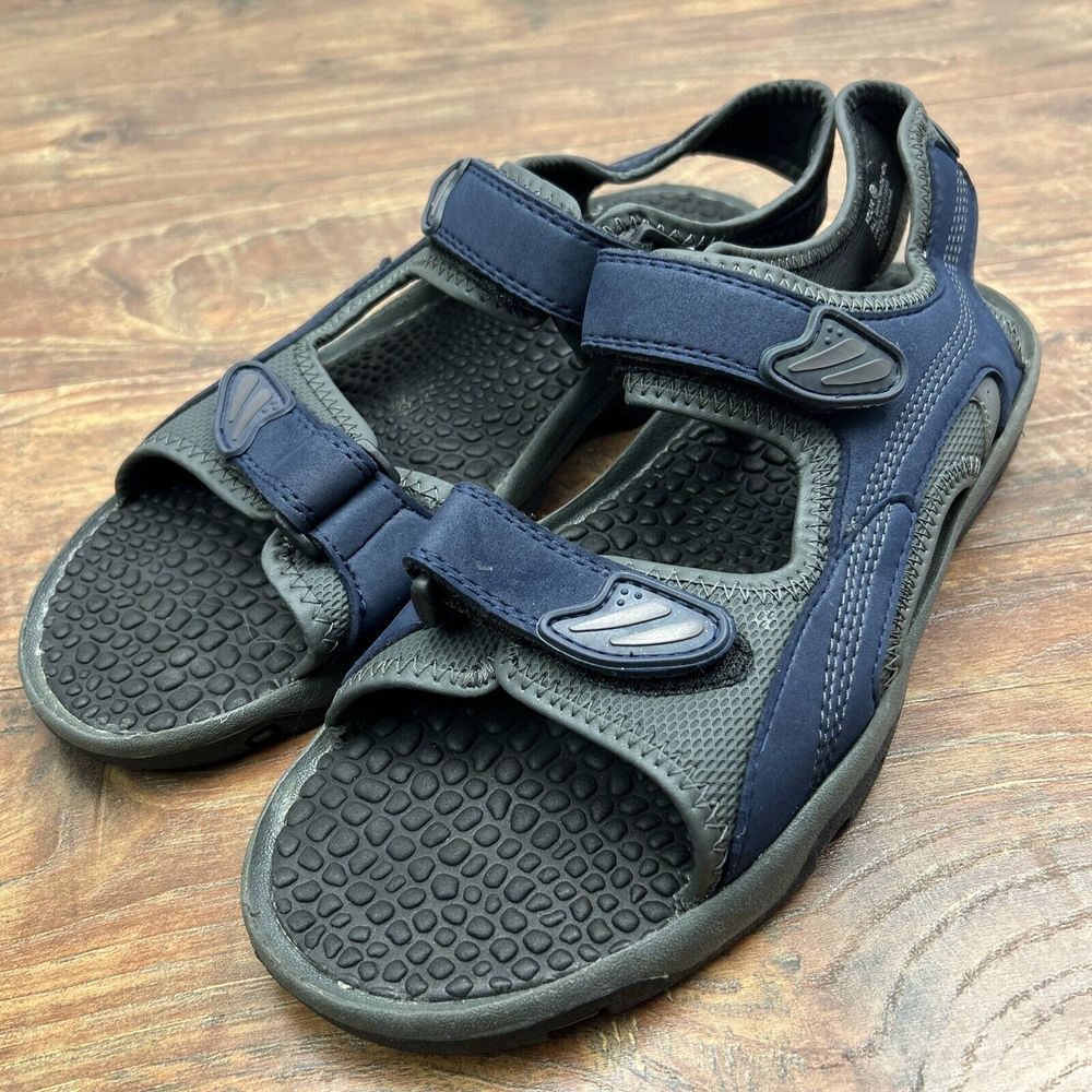Faded Glory‎ Men's Felix Blue Gray Strap Adjustable Sandals Shoes Sz 12